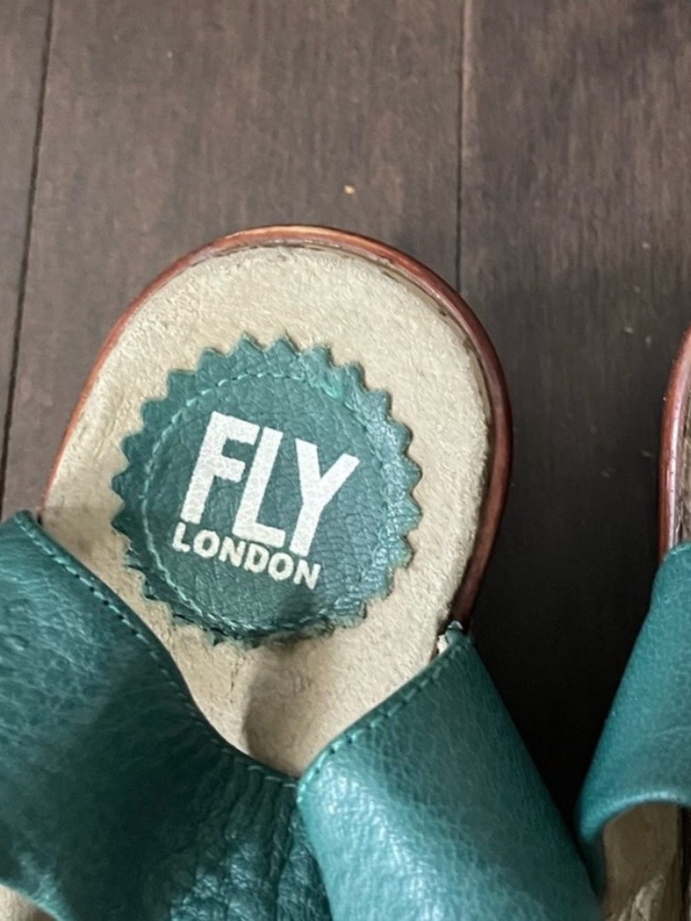 Fly London Teal Leather Wedge Sandals with Brown Platform Women’s Size 39 - Picture 6 of 9
